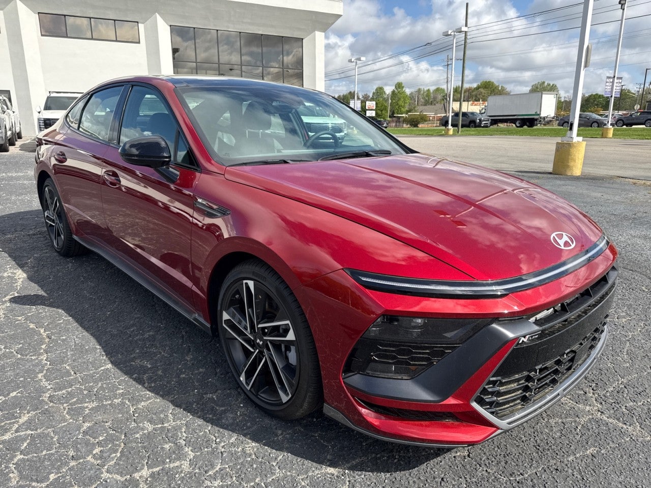 2026 Hyundai SONATA N Line in Ultimate Red — front three-quarter view